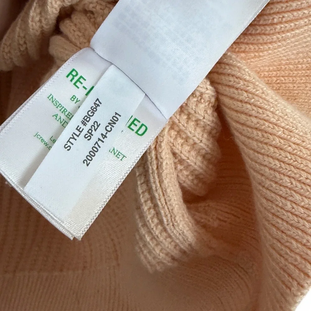 J.Crew Puff Sleeve Sweater Womens Peach Excellent Ribbed Cotton‎ Cashmere L